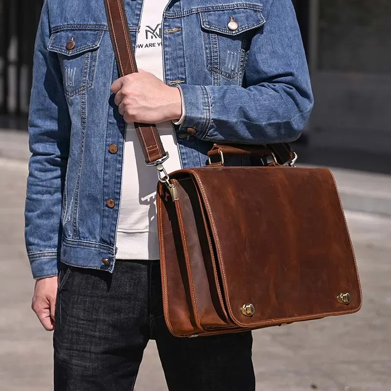 Luufan-Sac à main en cuir véritable pour ordinateur portable pour homme, sac d'ordinateur pour homme, sacs initiés pour documents A4, fourre-tout décontracté 03, travail