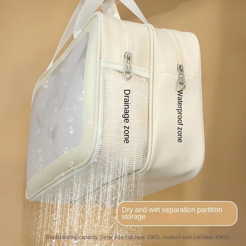 sac de maquillage séparé pour articles humides et secs, trousse de toilette portable, sac de rangement grande capacité pour essentiels de voyage, fitness et natation