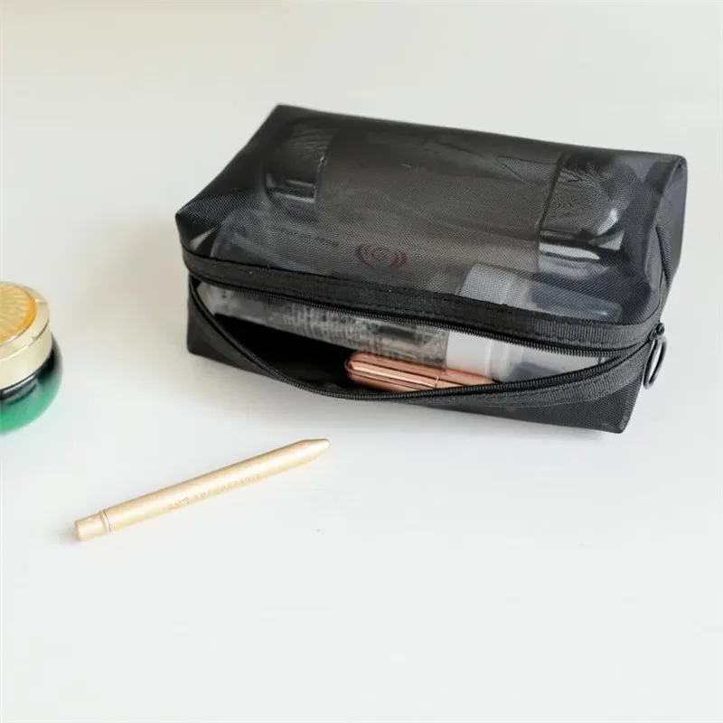 sac à cosmétiques nécessaire pour femmes et hommes, 1 pièce, organisateur de voyage transparent, petits et grands sacs de toilette noirs, pochette de maquillage