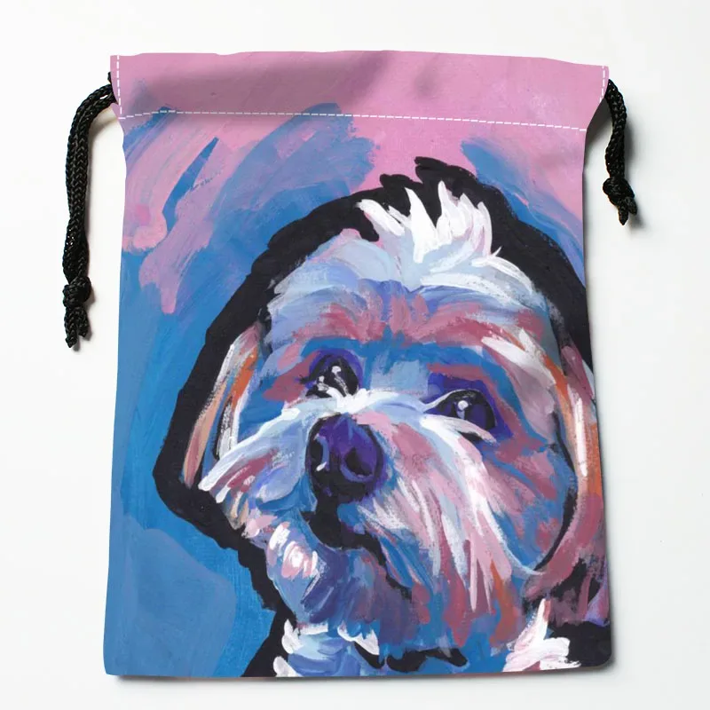 sac à cordon personnalisé pour peinture de chien shih tzu, 18x22cm, petit sac de voyage en tissu pour femmes, pochette cadeau de noël