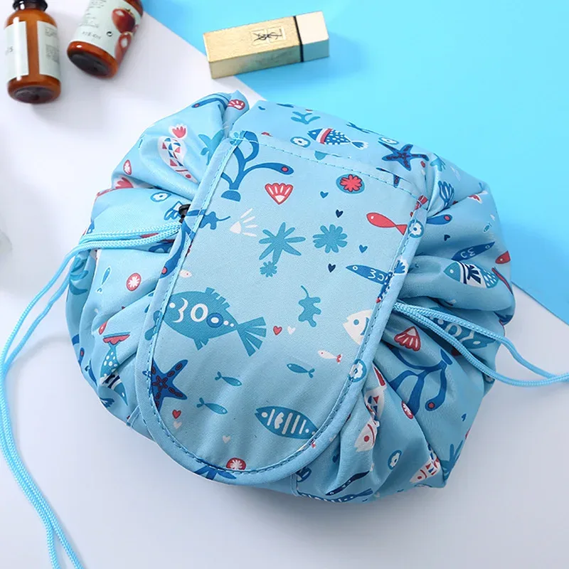 sac à cosmétiques à cordon de serrage pour femmes, sac de rangement de voyage, sac de maquillage, organisateur, pochette de maquillage portable étanche, trousse de toilette et de beauté