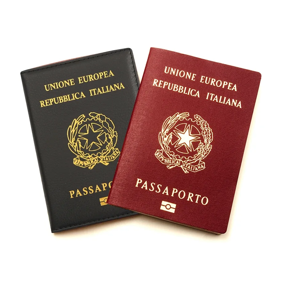 housse de passeport italienne de qualité supérieure pour femme, étui de voyage en cuir pu noir pour passeport, porte-passeport de voyage