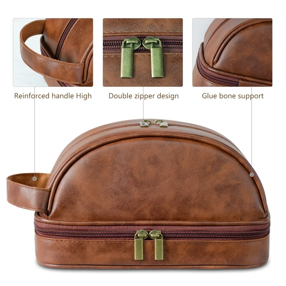 trousse de toilette en cuir pour homme – grande capacité, étanche, idéale pour les voyages – sac de rangement haut de gamme pour hommes