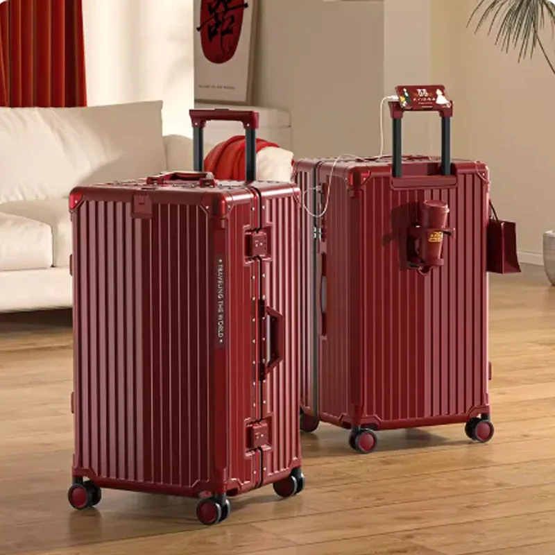 valise multifonctionnelle grande capacité 30 pouces, cadre en aluminium robuste et épaissi, valise de voyage à roulettes, bagage extra large