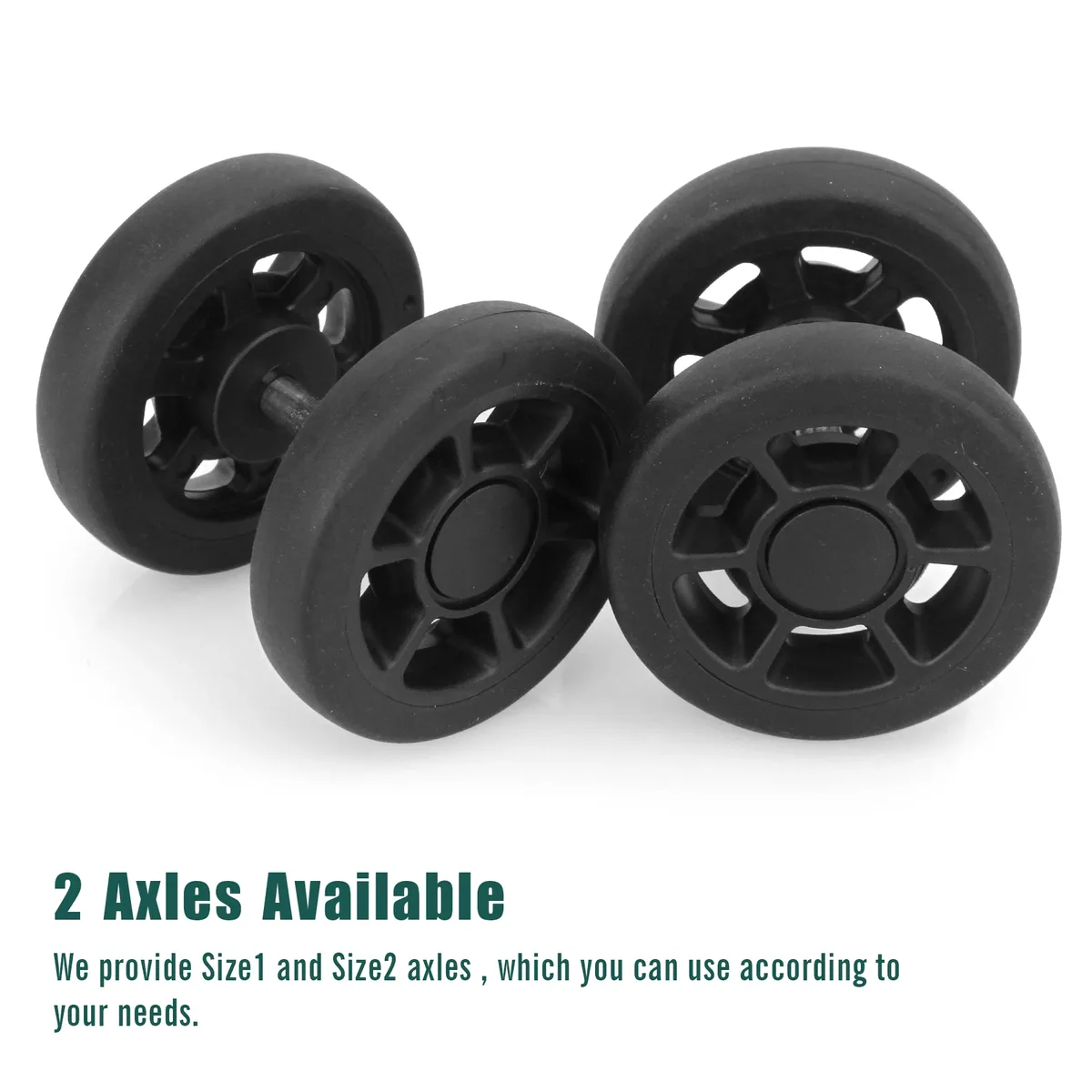 roues de remplacement noires avec vis, pour bagages de voyage, valise, essieux de 55mm, kit de réparation, roulette silays euse, bricolage, 8 pièces