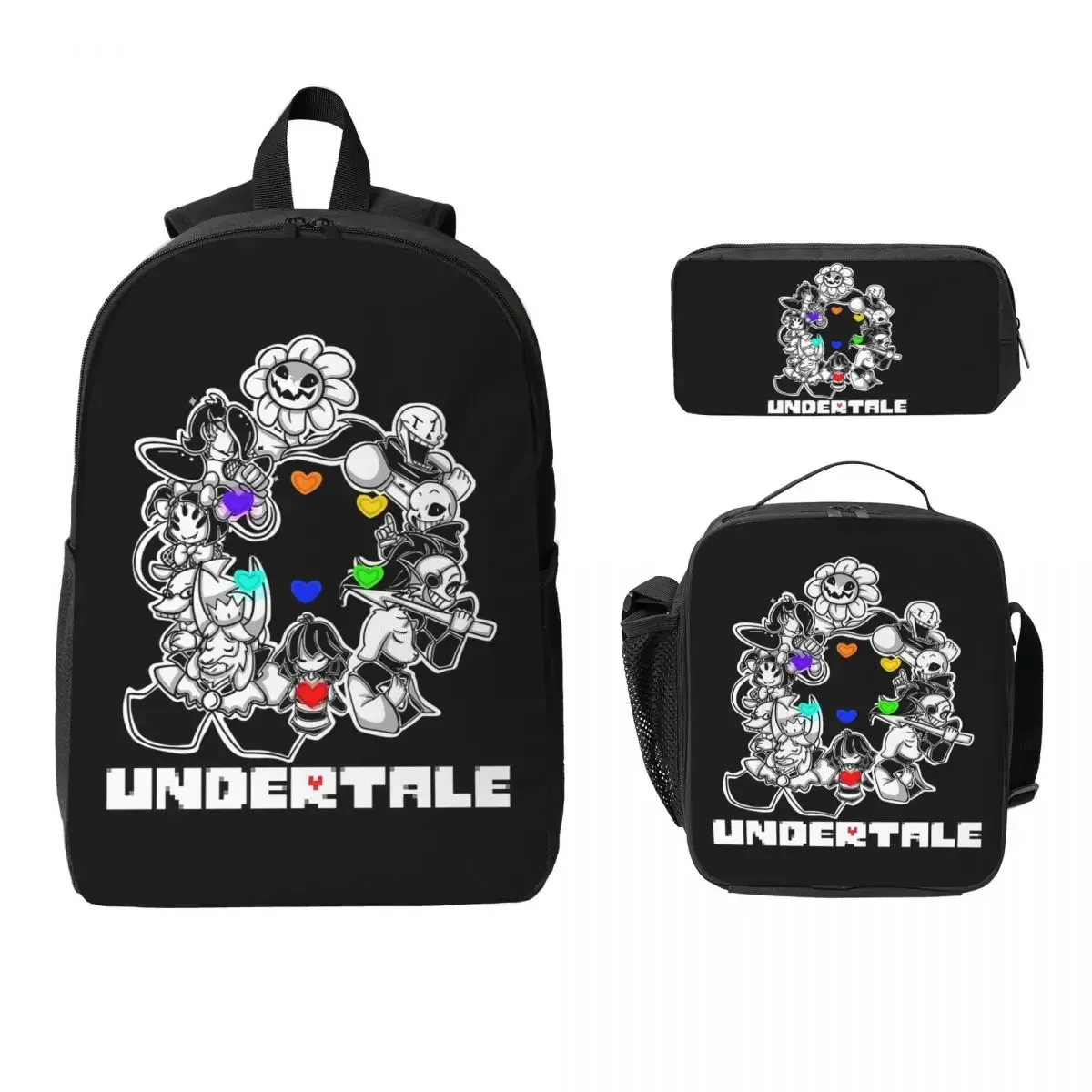 sac à dos game undertale determination pour garçons et filles, sac d'école, sac à bandoulière pour ordinateur, sac à déjeuner isotherme 3ps, trousse à crayons