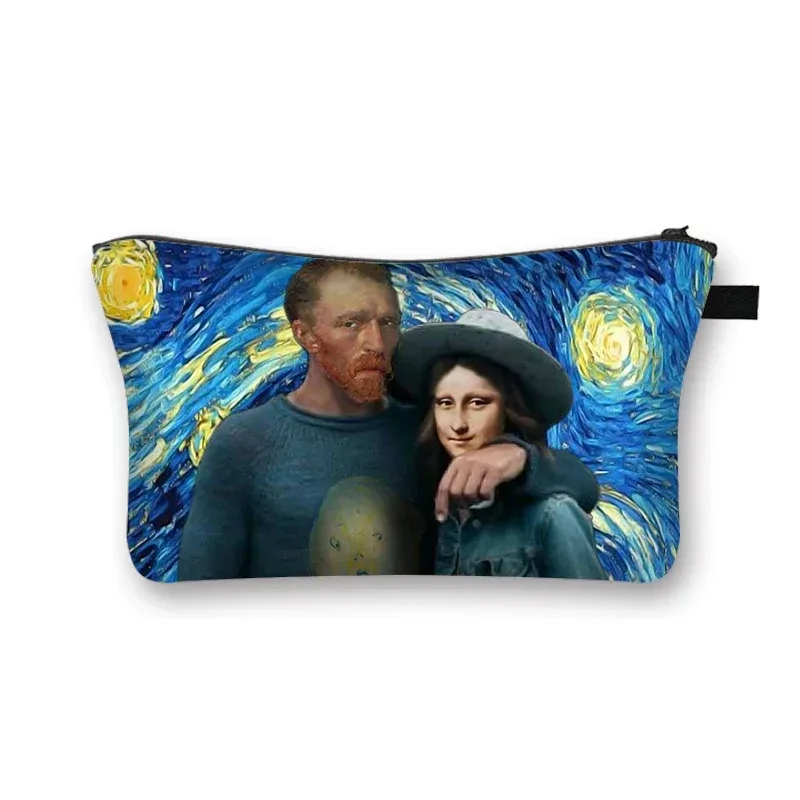 starry night / kiss / waterlily – trousse à cosmétiques pour femmes, trousse de maquillage van gogh / gustav klimt / monet