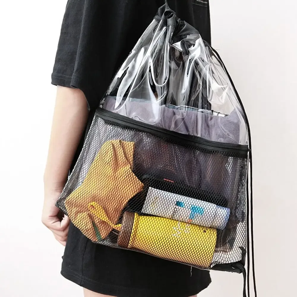 sac à dos pliable à cordon de serrage de grande capacité, sac transparent en pvc étanche, sac de montagne, sac de rangement de voyage, sac de gelée