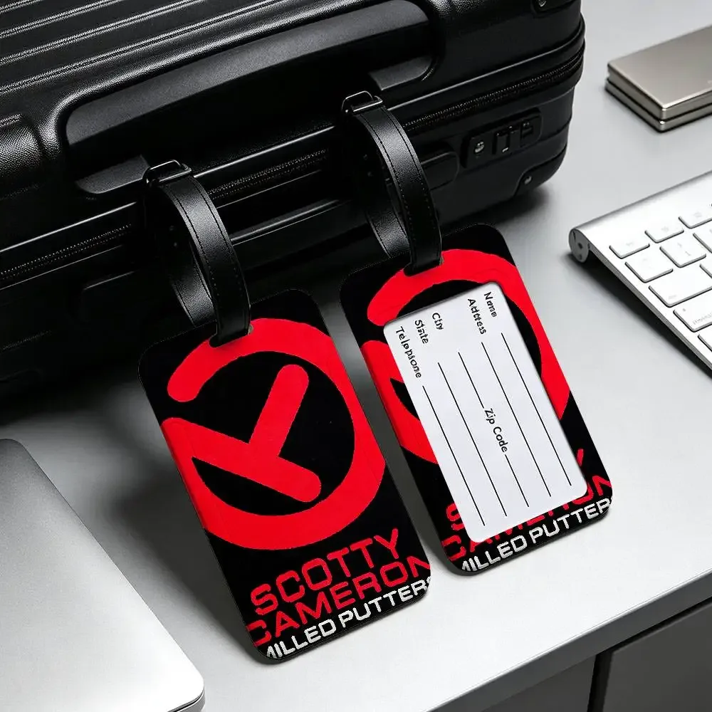s-scotty c-cameron étiquette d'identification de bagage anti-perte en pvc, porte-carte d'informations amovible, étiquette de bagage de voyage