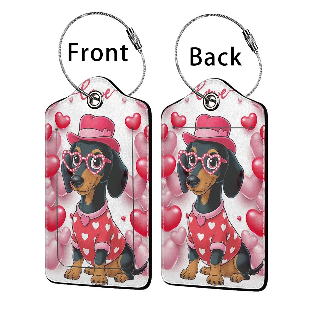 offre spéciale mignon chien en cuir affaires étiquette de bagage valise adresse étiquette bagages embarquement étui étiquette nom id adresse clip