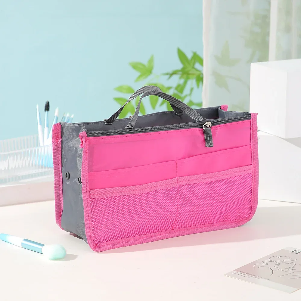 trousse de toilette de voyage multifonctionnelle à double fermeture éclair, grande capacité, organisateur de cosmétiques à plusieurs compartiments, pochette portable