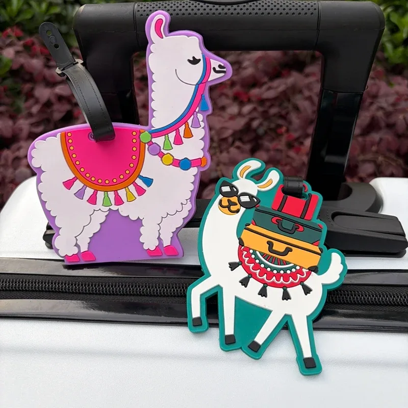 1/2 étiquettes de bagage animaux alpaca – identificateur anti-perte pour bagages de compagnie – étiquette suspendue pour couples – essentiels de voyage