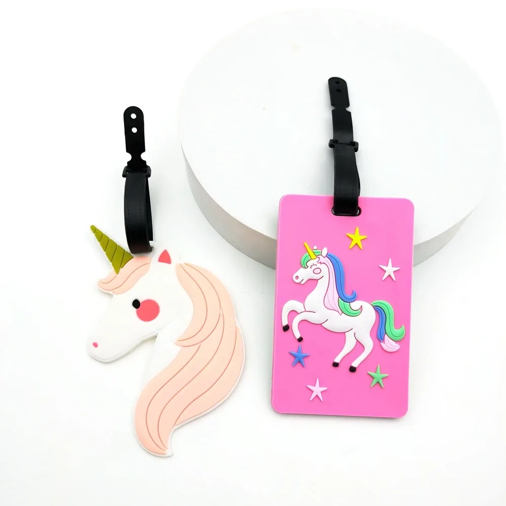 étiquettes de bagage licorne 1 pièce/2 pièces pour voyages d'affaires adultes, bagages d'aéroport, étiquettes d'identification anti-perte, pendentifs, étiquettes nominatives, hommes et femmes