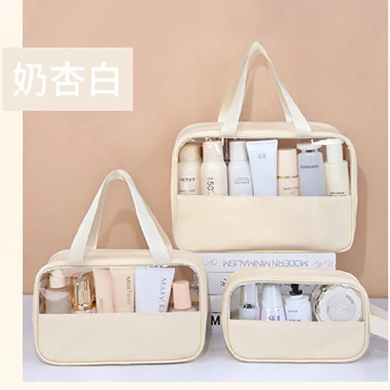 trousse de toilette de voyage portable pour femmes, trousse de maquillage transparente, grande capacité, trousse de bain et de toilette, étui de rangement multifonctionnel et imperméable.