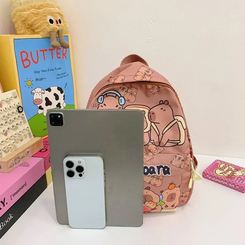 nouveau sac à dos kawaii capybara dessin animé 2026 pour femmes et filles, ultra-léger, cartable pour maternelle et élèves du primaire, motif simple, sac de livres