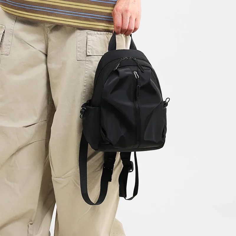 mini sac à dos pour hommes, en nylon imperméable, bretelles réglables, multi-poches, décontracté, pour les voyages, les déplacements quotidiens, léger, petit, pour usage quotidien, en plein air