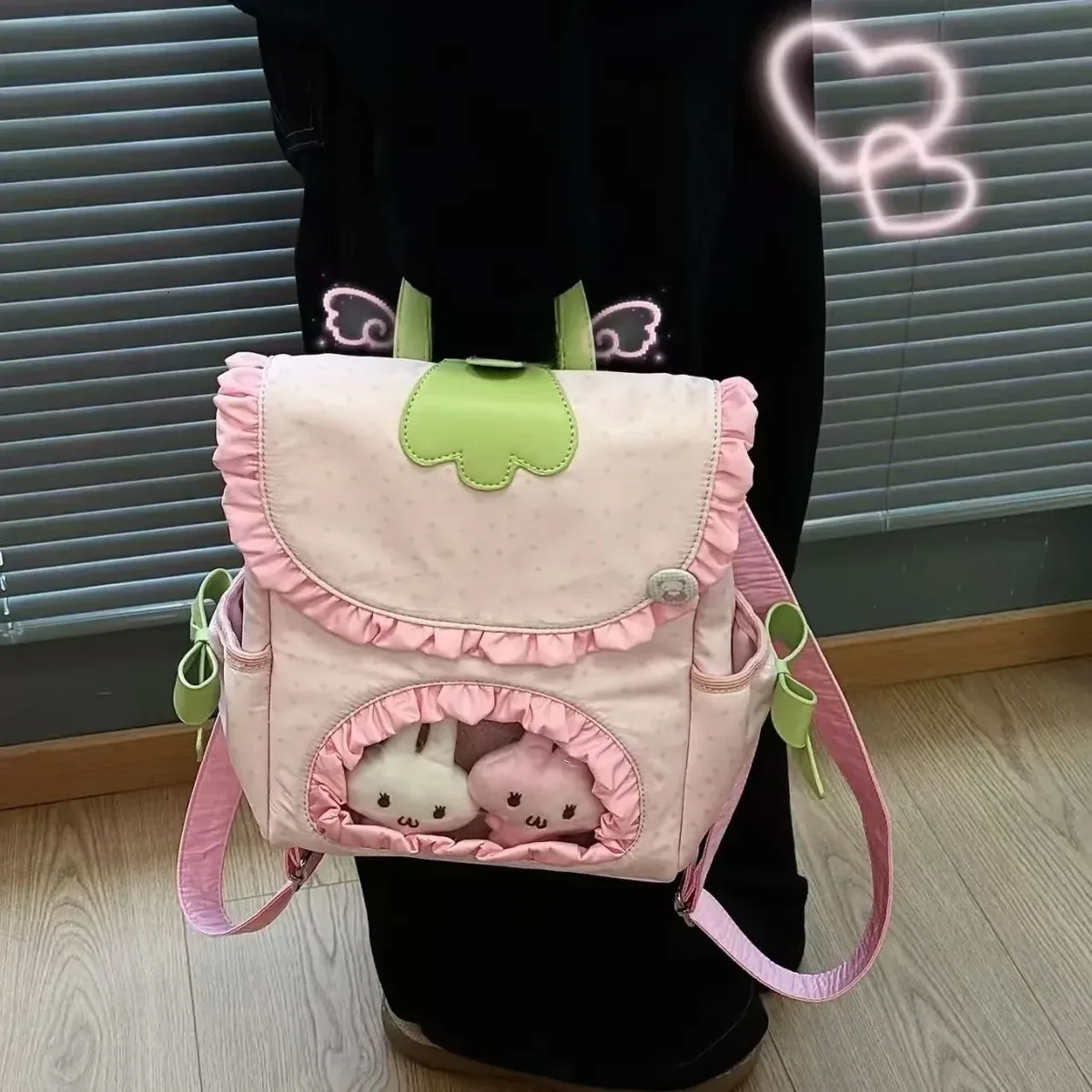 nouveau sac à dos ulzzang ita bag harajuku à pois fraises, mignon et adorable, style kawaii preppy, sac pour poupées y2k