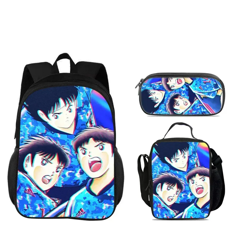 sac dos nylon dessin animé captain tsubasa bleu gris orange format 20 35 litres bandoulière arquée trousse maquillage sac lunch