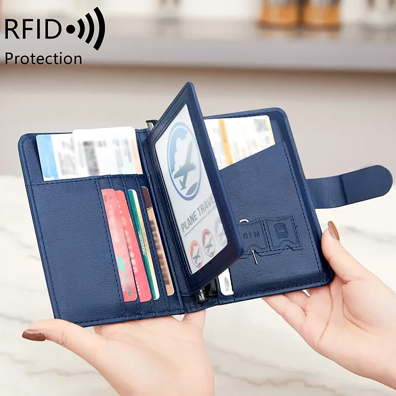 ensemble de voyage anti-vol rfid en cuir pu comprenant un porte-passeport et un porte-cartes de crédit, sac de passeport pour hommes et femmes, accessoires de voyage