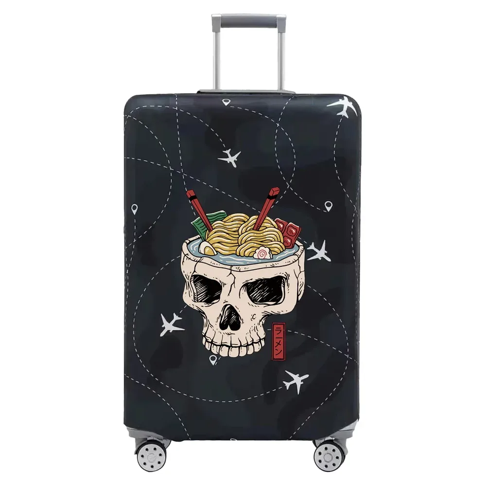 housse valise tissu extensible noire motif ramen bacon dessin animé voyage protection valise taille s m xl