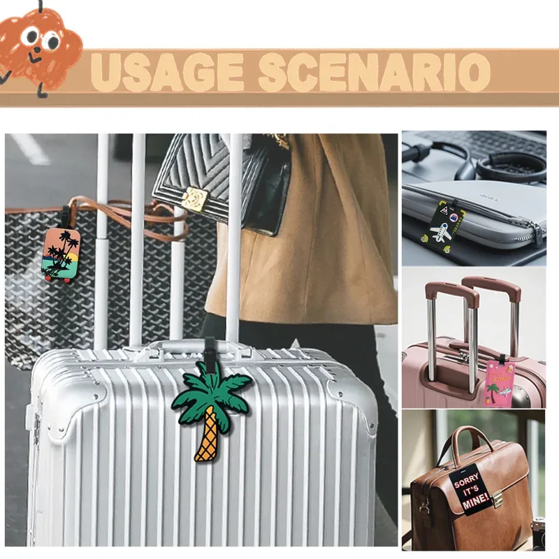 étiquette bagage plastique chien corgi peluche blanche orange yeux roses accessoire voyage identification valise nom adresse