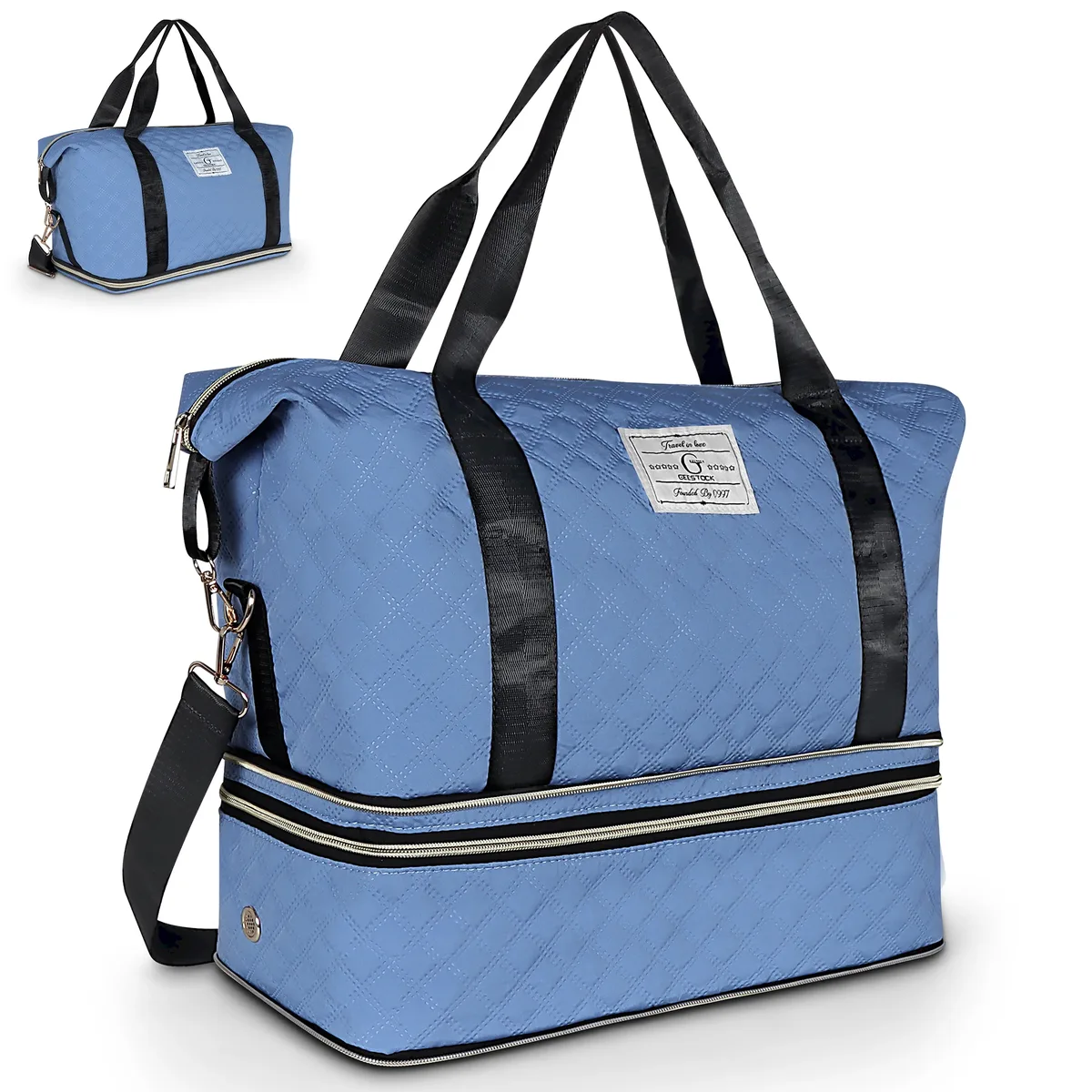 grand sac de voyage matelassé avec compartiment inférieur séparé et bandoulière réglable pour le week-end et la salle de sport