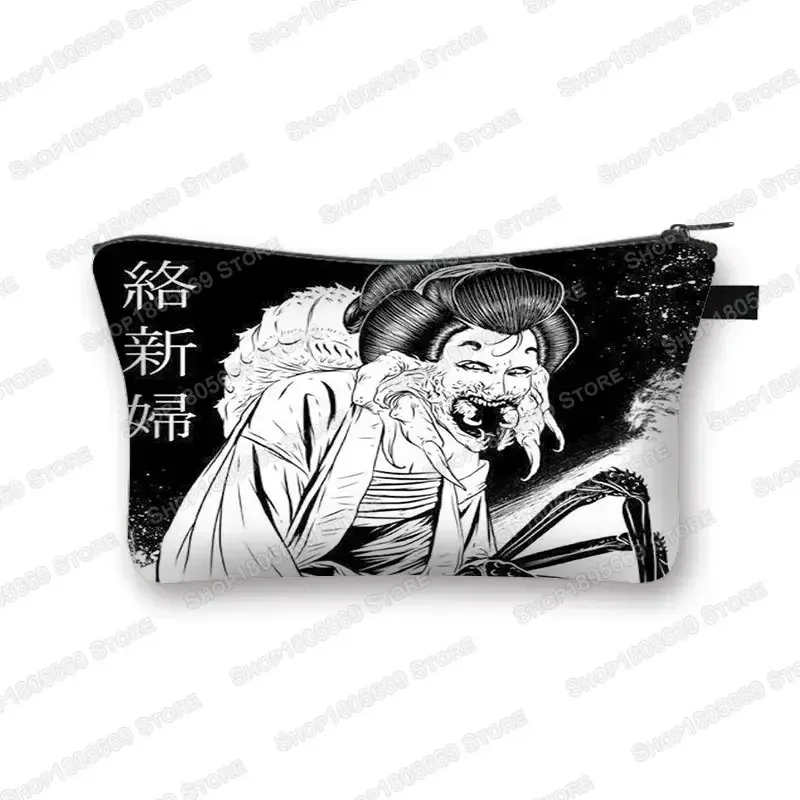 trousse à cosmétiques imprimée manga d'horreur tomie spiralized pour femmes, trousse de maquillage, rouge à lèvres, trousse de toilette, mini sac à main pour filles, trousse à cosmétiques