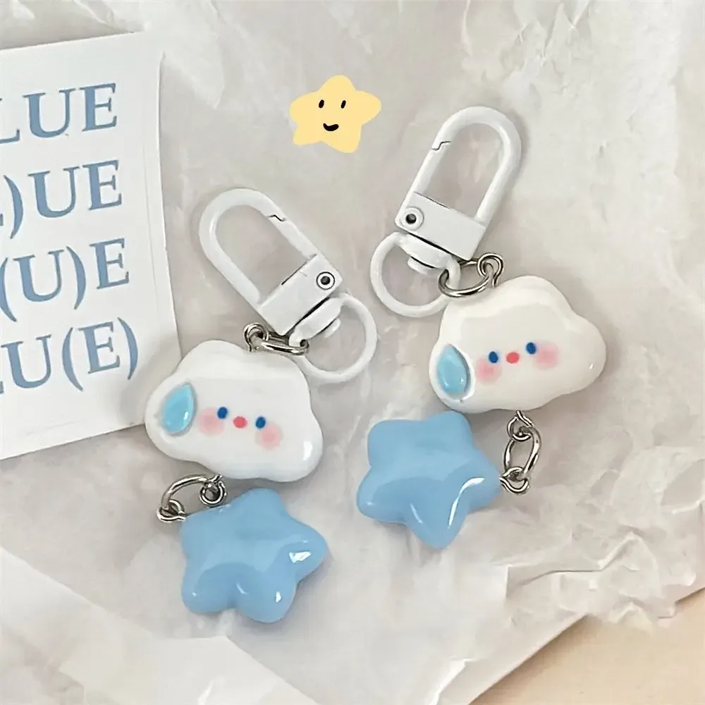 cadenas nylon nuage rose forme visage mignon étoile bleue chaînette accessoire voyage sacoche sac dos cadeau