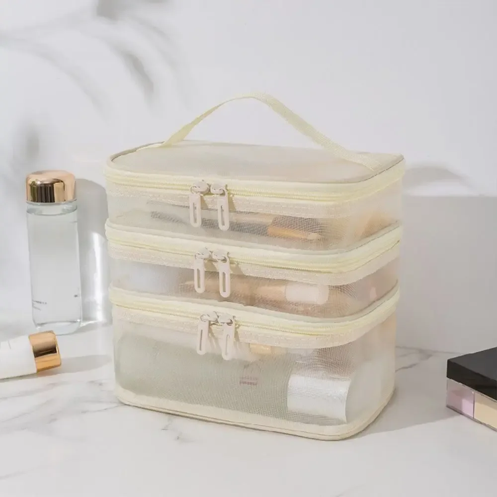 sac à cosmétiques de voyage en maille transparente pour femmes, trousse de maquillage et de toilette, sac de rangement, sac organisateur de maquillage