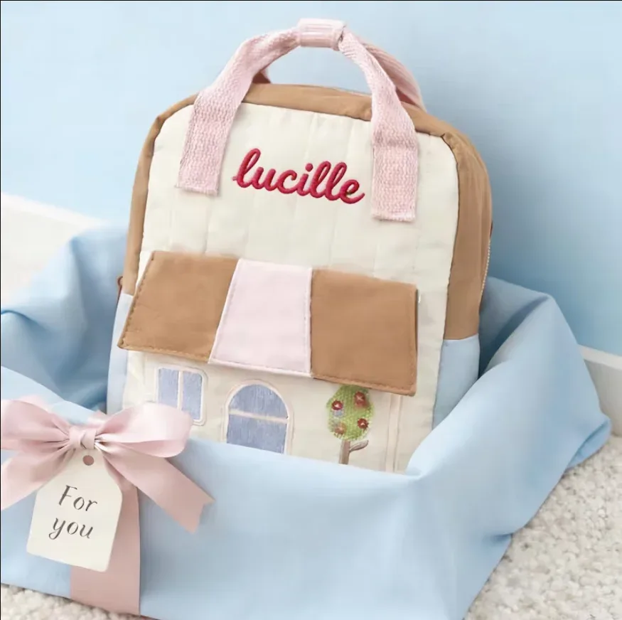 sac à dos personnalisé en forme de cabane dans les arbres pour enfants, sac d'école léger pour tout-petits, garçons et filles, sac à dos de voyage brodé, rentrée scolaire
