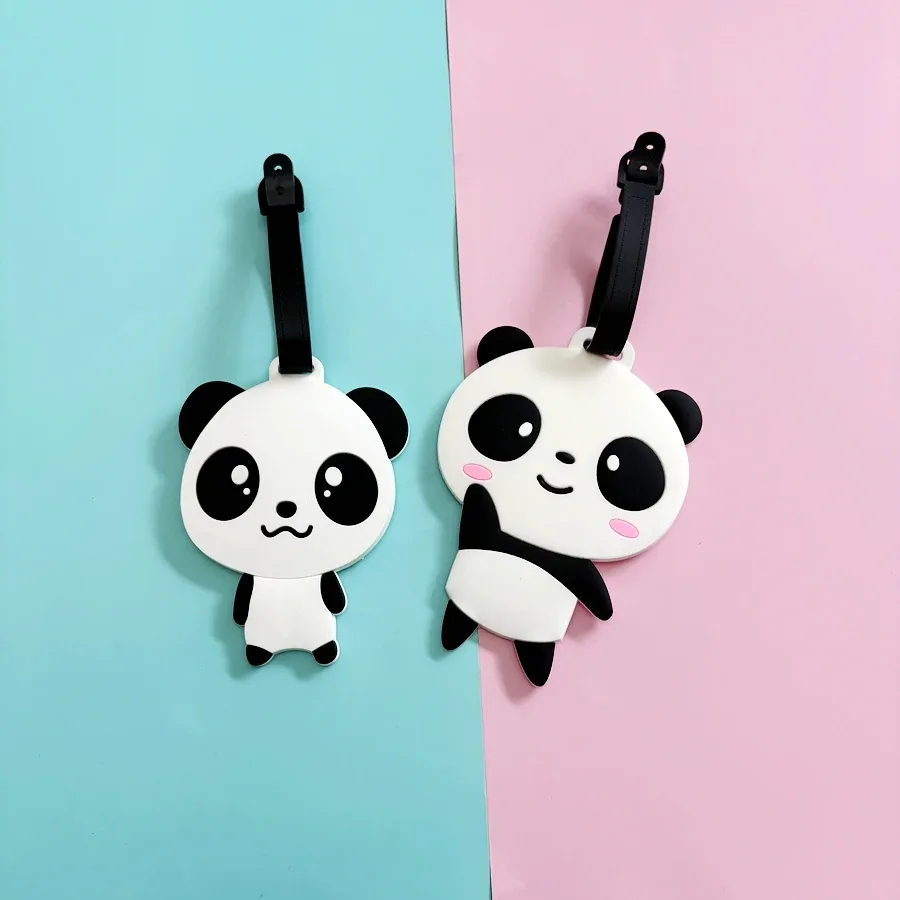 étiquette de bagage panda mignon, 1 pièce/2 pièces, pour voyage d'affaires, aéroport, sac à dos, anti-perte, étiquette d'identification, pendentif, signe de nom de travail