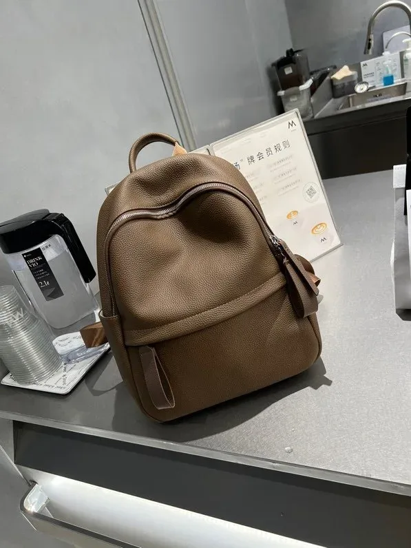sac à dos de loisirs en cuir de vachette première couche pour femme, sac d'école blanc de grande capacité pour fille universitaire, sac de voyage commpiedmont initié