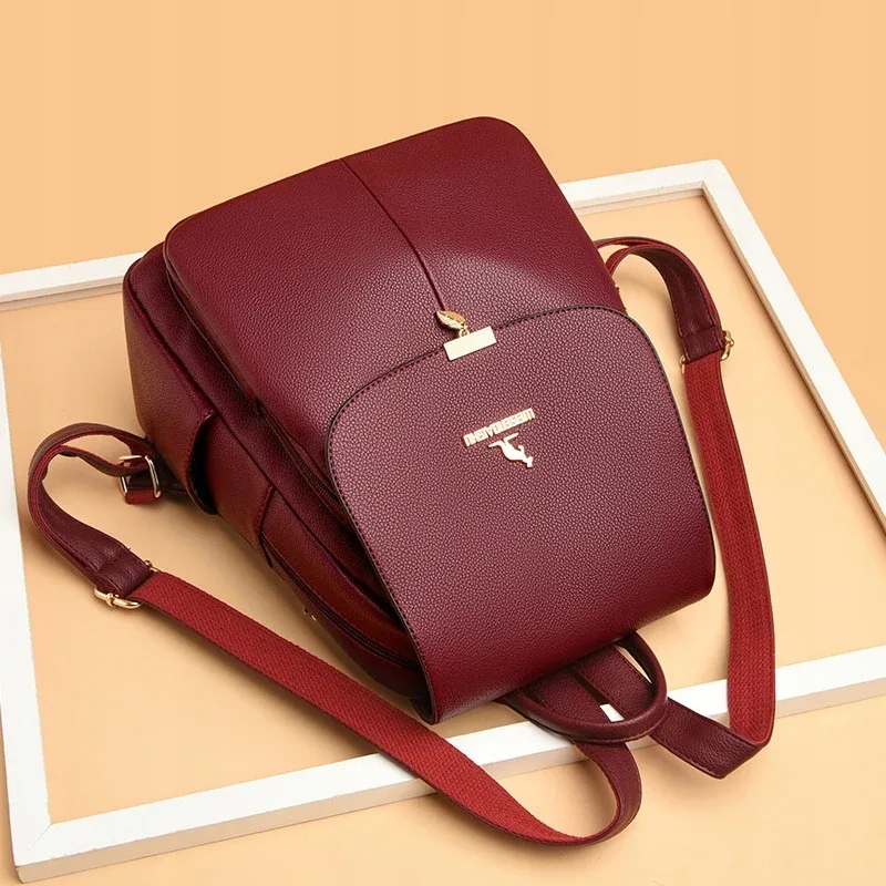 sac à dos en cuir de haute qualité pour femmes, grande capacité, sacs à bandoulière pour l'école, sacs à dos de voyage pour adolescentes, sac à dos de créateur