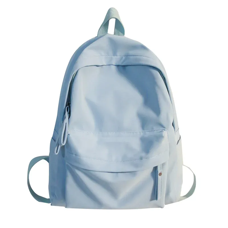 sac à dos simple de couleur unie pour femmes 2022 sacs d'école en nylon imperméable pour adolescentes sac à dos de voyage pour dames sac à bandoulière