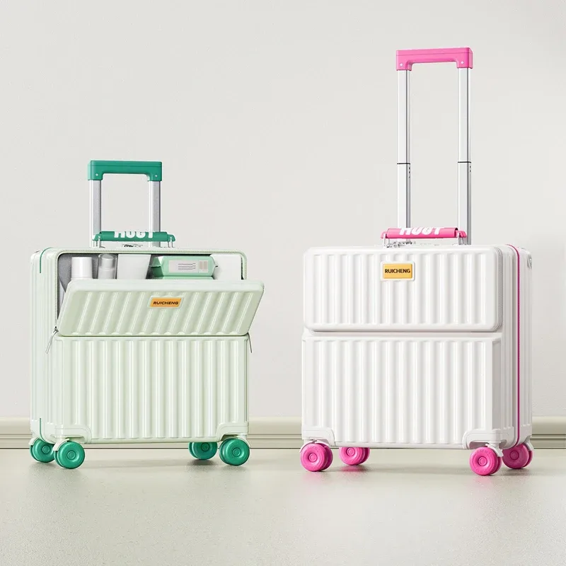 nouvelle valise cabine 2026 à ouverture frontale 16/18/20 pouces avec compartiment séparé pour ordinateur portable, port usb et porte-gobelet