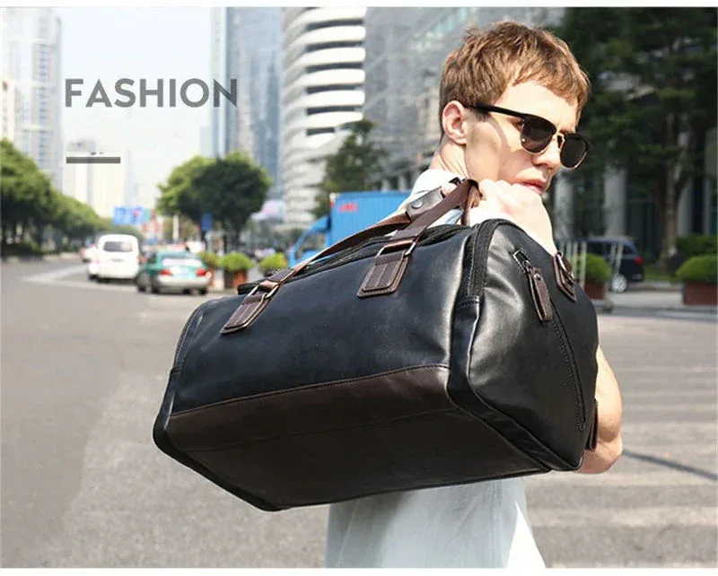 sac de sport en cuir pu pour hommes sacs de sport polochon voyage bagages fourre-tout sacs à main pour homme fitness hommes voyage sac à bandoulière sac de voyage
