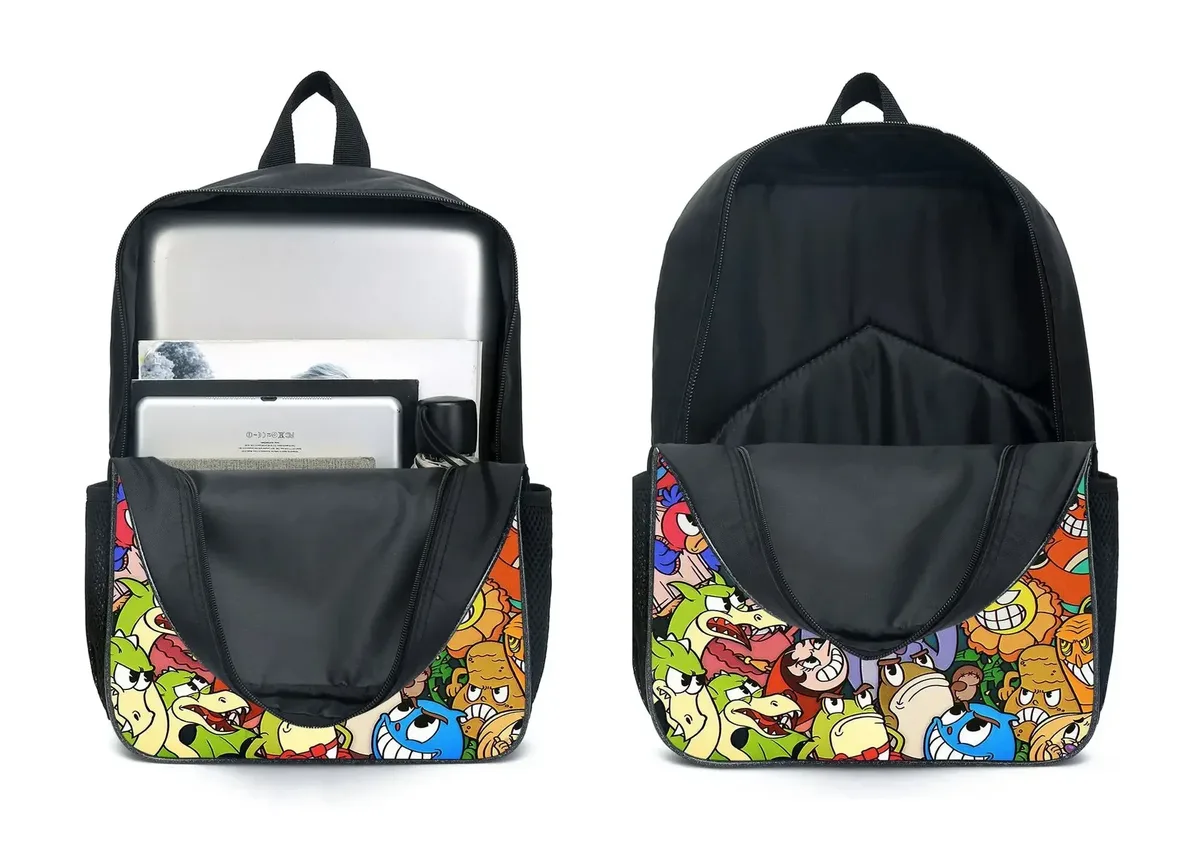 sac dos polyester animaux dessin animé ready wallop bleu marron beige bandoulière arquée poche ouvrante ultra léger école voyage