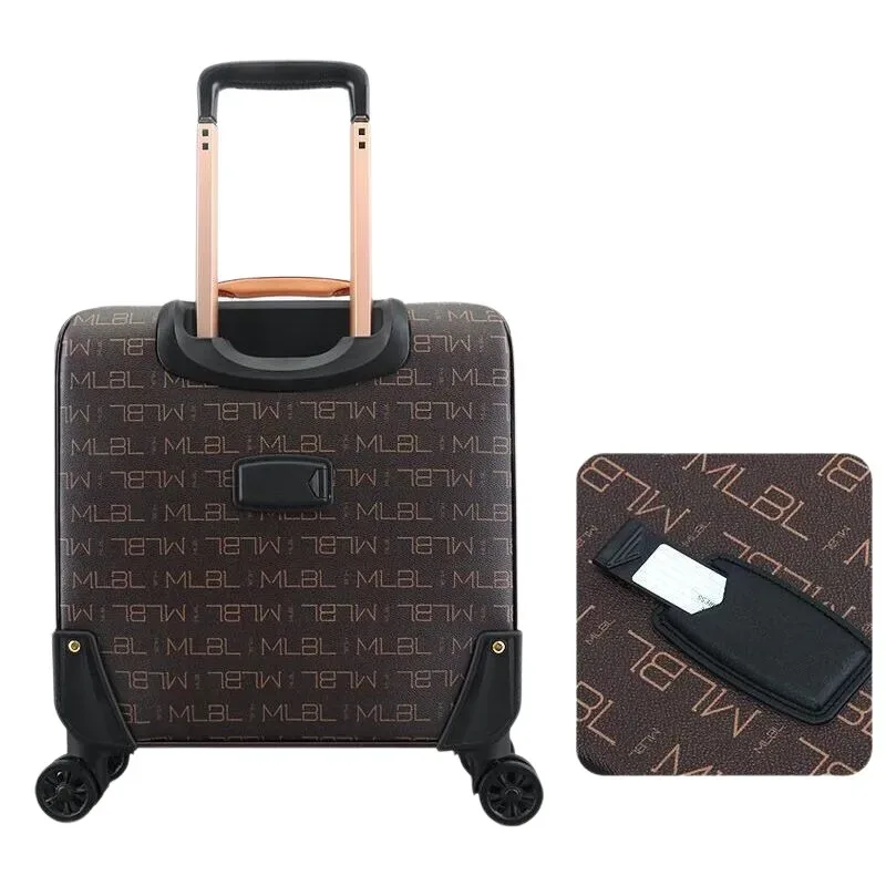 valise à main en cuir véritable, valise à roulettes de 16 pouces pour voyage d'affaires (18/20/24 pouces)
