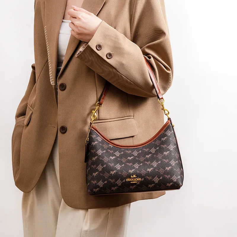 sac à bandoulière de style français à imprimé floral tendance, grande capacité, sac à main pour femme, matériau pu, sac à bandoulière rétro