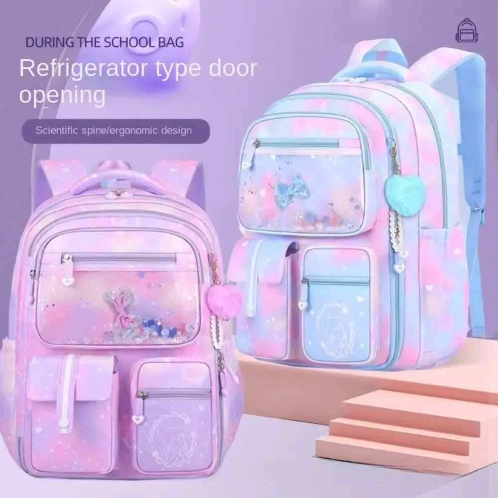 sac à dos portable pour enfants à ouverture latérale, en tissu oxford, avec plusieurs poches, grande capacité, style coréen, pour l'école et les voyages