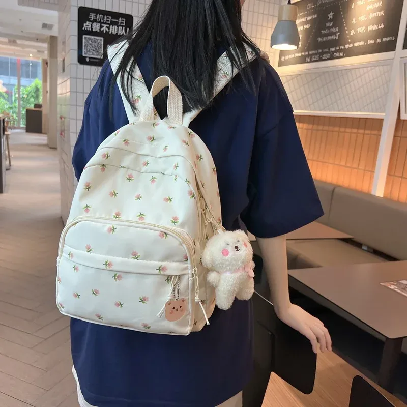 sac à dos personnalisé avec nom et petite fleur fragmentée, sacoche de voyage de grande capacité, style campus, pour femmes