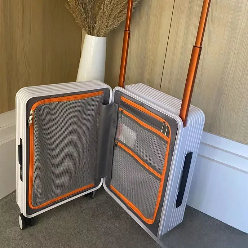 valise pc antirayures antipoussiere toupie roues poignées orange blanc bleu grandecapacite voyage fonctionnelle compartimentsinternes zippés