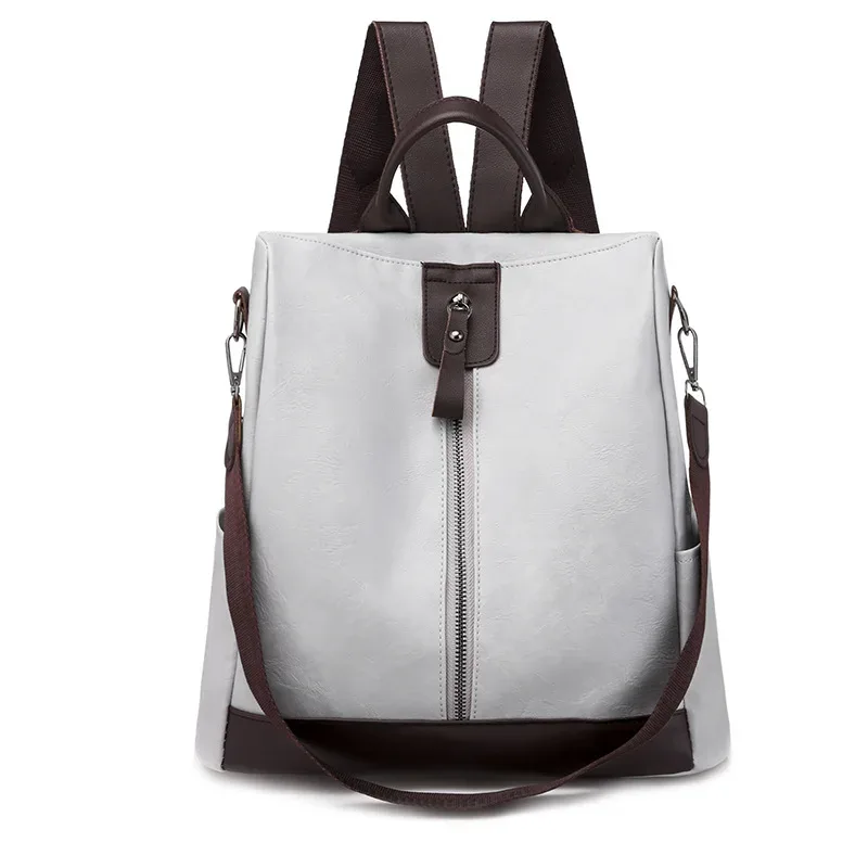 automne reteo femmes fermeture éclair pu sac à dos pu femmes européennes américaines rétro loisirs en plein air voyage sac à dos sac antivol