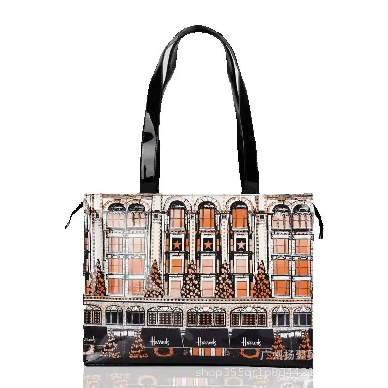 sac fourre-tout imperméable en pvc à imprimé cartoon pour femmes, sac à main décontracté et portable, sac pour le shopping, les trajets quotidiens et l'utilisation quotidienne en extérieur. ﻿