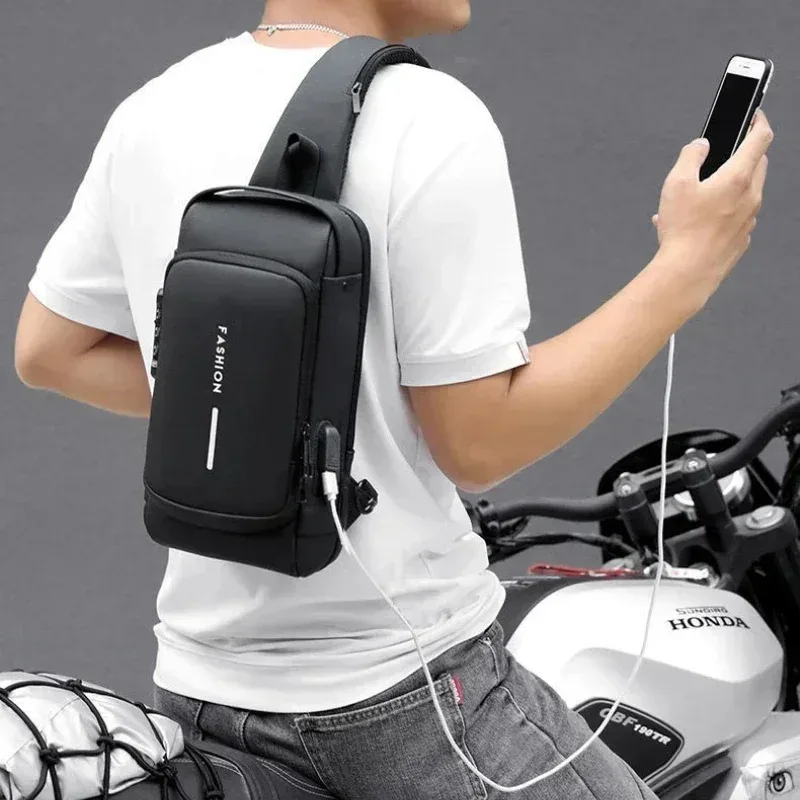 sac de poitrine antivol pour hommes, sacs à bandoulière avec port usb, sacs messager pour l'école et les courts voyages, sacs à bandoulière oxford pour hommes
