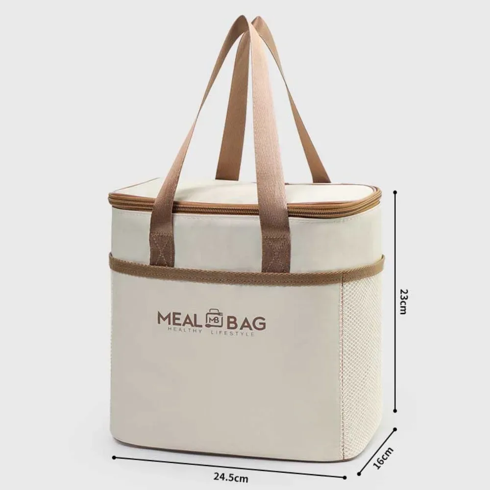 sac de rangement pour boîte à déjeuner en papier d'aluminium, sac d'isolation thermique épais et isolé, sac de glace portable étanche de grande capacité