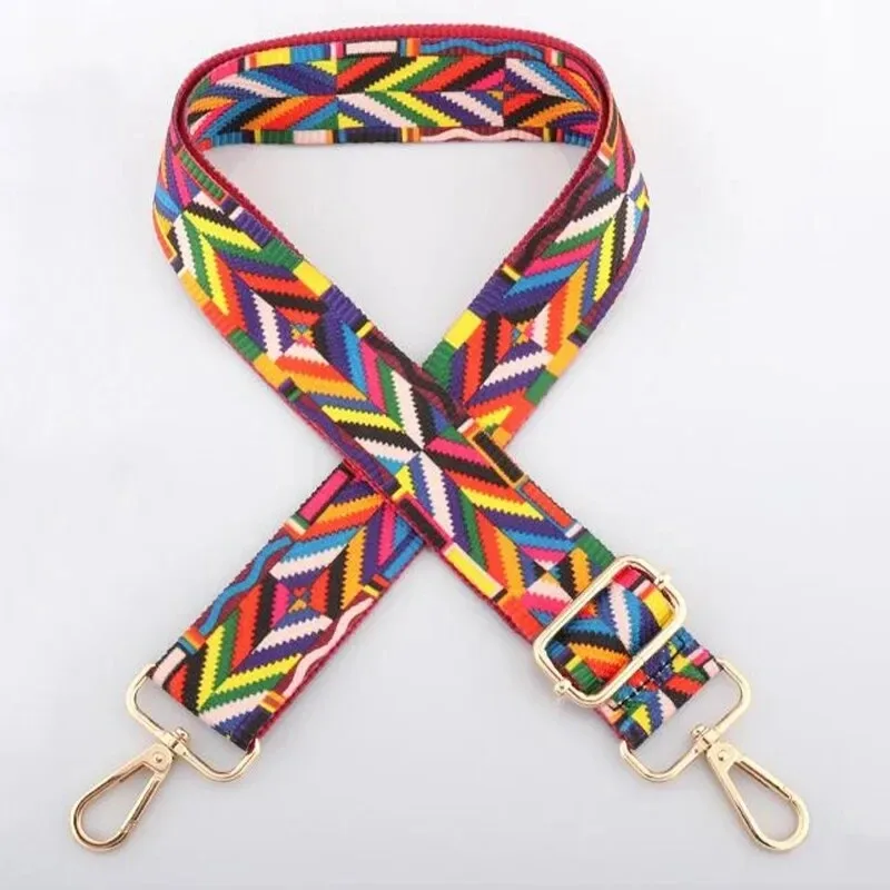 sangle de sac en nylon pour femme, 1 pièce, sangles colorées pour bandoulière, accessoires de sac à bandoulière, ceintures brodées réglables