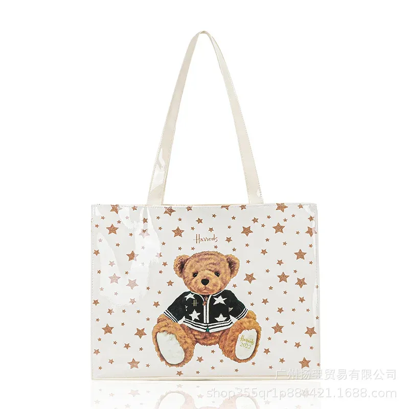 sac fourre-tout imperméable en pvc à imprimé cartoon pour femmes, sac à main décontracté et portable, sac pour le shopping, les trajets quotidiens et l'utilisation quotidienne en extérieur. ﻿