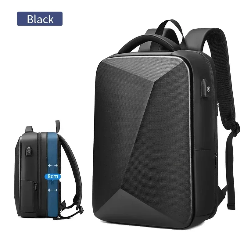 sac à dos pour ordinateur portable 15.6 pouces pour homme, sac de voyage extensible, sac d'affaires antivol étanche, chargement usb, sac à coque rigide abs