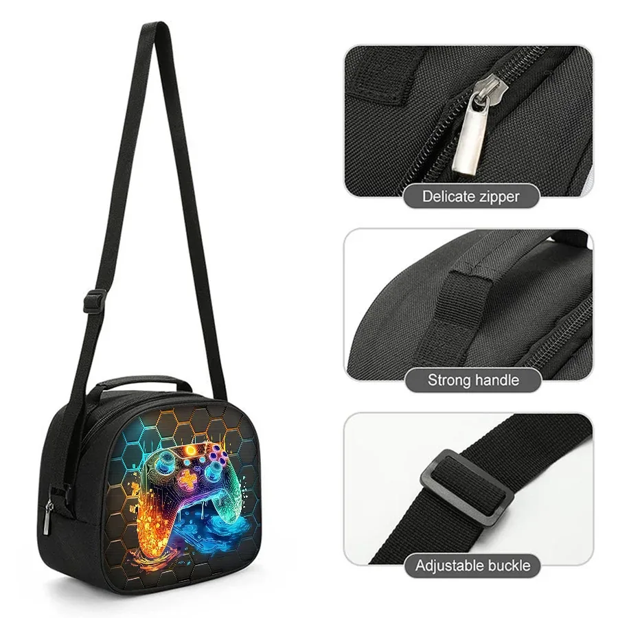 sac à dos à motif de manette de jeu, ensemble de trois pièces, pour garçons et filles, meilleurs cadeaux, sac à dos scolaire 2d plat dessin animé pour enfants